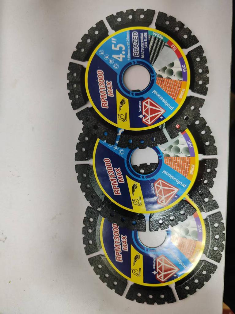 3PCS 4.5Inch Multi Material Cutting Blades for Dry Cut Metal Tile Stone Plastic Angle Grinder Saw Alloy Cast Iron Marble Tool