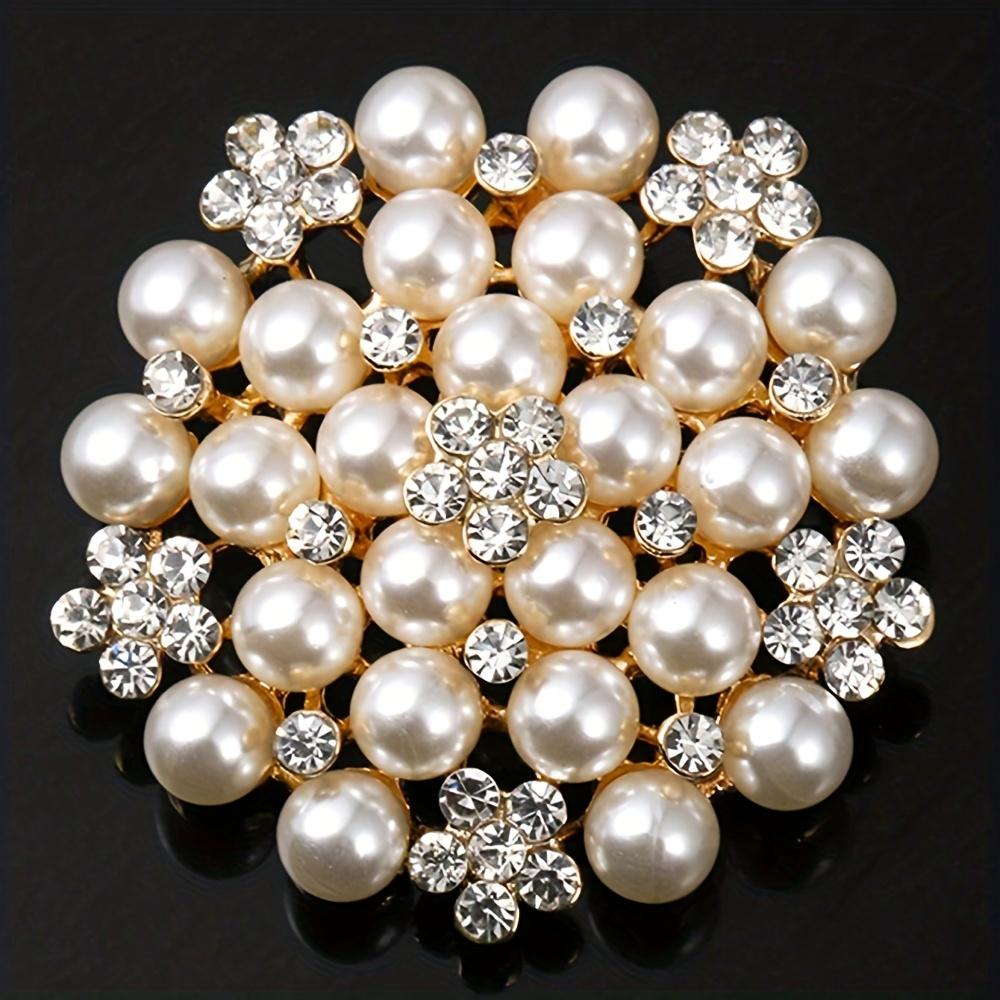 Women s Elegant Pearl Brooch, Flower Rhinestone Pearl Brooch Women s Dance Party Wedding Bridal Fashion Jewelry Brooch with pearls and diamonds