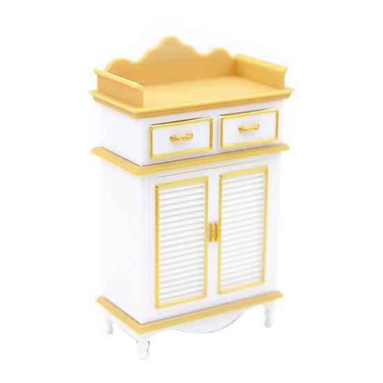 

1: 12 Scale Miniature Shoe Cabinet Model with Doors And 2 Drawers Mini Dollhouse Furniture Accessory for DIY Micro Landscape Pretend Play Props белый