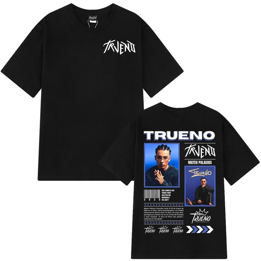 T-shirt à manches courtes Trueno (2025), style streetwear, 100 % coton, inspiré de la tournée de l'album du rappeur Trueno (homme/femme), style Y2K.