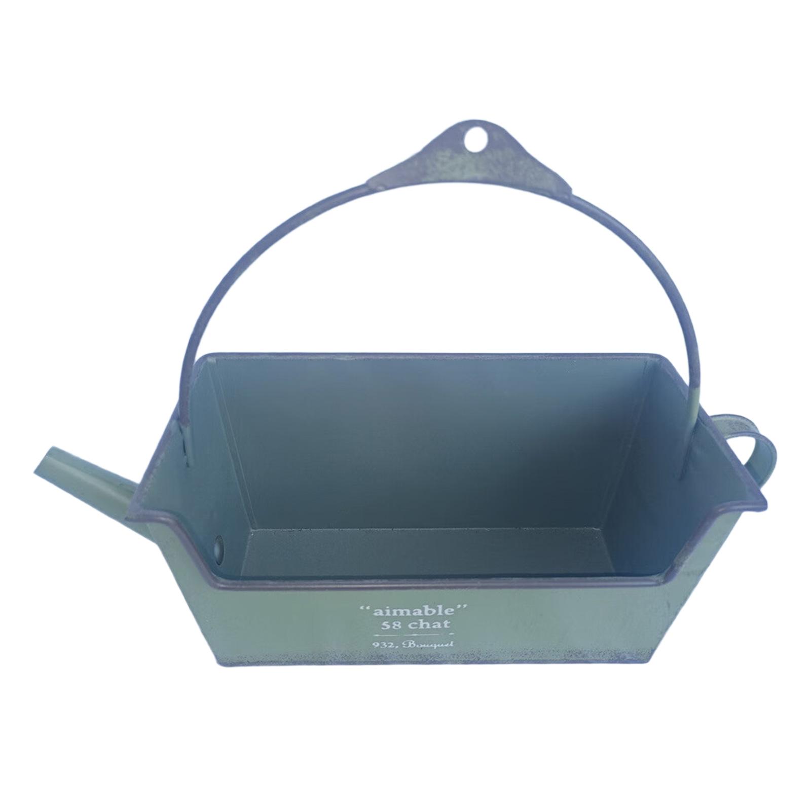 

Whimsical Long Lastingly Iron Kettle Form Holder Container With Drainage Holes For Indoor Outdoor Garden Balcony Display зелений