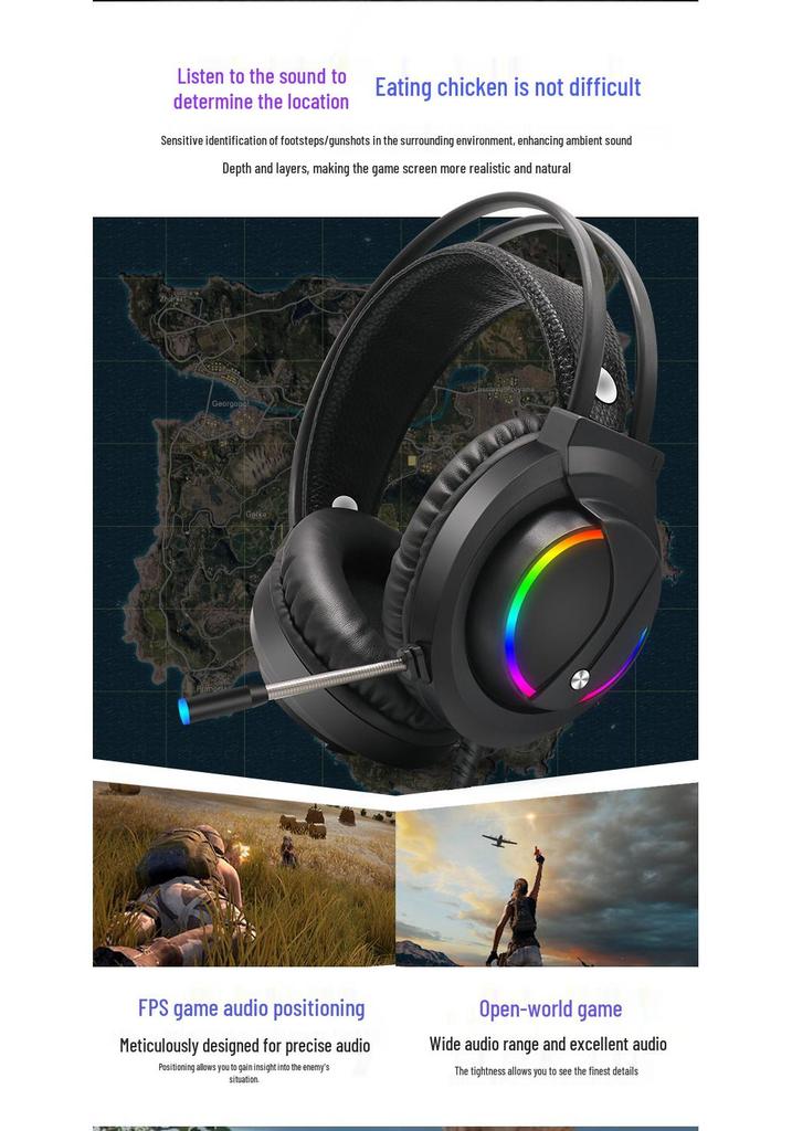 K1 USB 7.1 RGB Gaming Headset for eSports, PUBG, Internet Cafes, Over-Ear, Desktop/Laptop