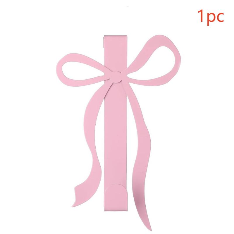 

1/2Pcs Metal Pink Bow Over The Door Hook For Cabinet Living Room Bathroom Bedroom Kitchen Hanging Clothes Towels Hats Coats Bags A1