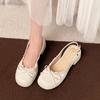 Fashion Fashion Retro Round Head Ballet Shallow Mouth Pumps Summer New Lace Mary Jane Middle-heeled Sandals Back Starp Women's Shoes