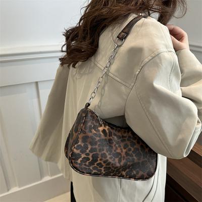 Retro Spice Girl Estilo Leopardo Estampa Personalizada Moda Corrente Portátil Bolsa de Axila Nicho Moda Bolsa de Ombro Mulheres