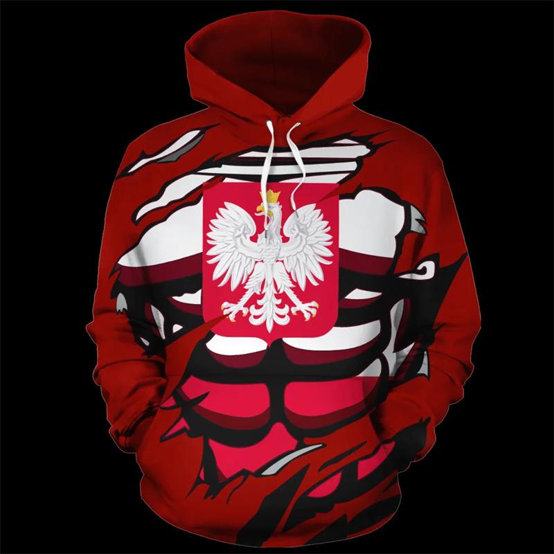

3D Флаг Польши Эмблема Печать Толстовки Польский Духовный Тотем Графический Толстовки С Капюшоном Детская Мода Хип-Хоп Пуловеры Одежда Верх 6XL