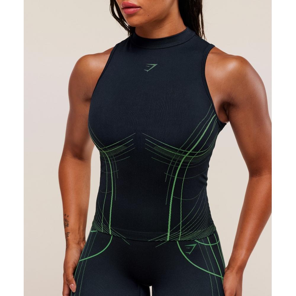 Gymshark Apex Nahtloses Tanktop Schweres Blau Aktives Grün B4c6m Uds4