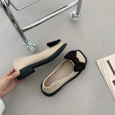 Chaussures pour femmes à talons bas, nœud français, style rétro, tête carrée, bouche peu profonde, Mary Jane, nouveauté 2024