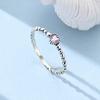 Retro Thai Silver Horseshoe-shaped Diamond Ring With Simple Ball-edge And Pink Shiny Heart-shaped Ring For Women