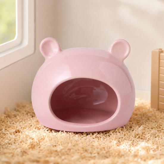 Keramik Hamsterhaus, Sommer Bärenförmiger Hamster Versteck Höhle, Kleintier Lebensraum Bett Dekoration für Rennmäuse, Mäuse, Meerschweinchen, Zwerghamster