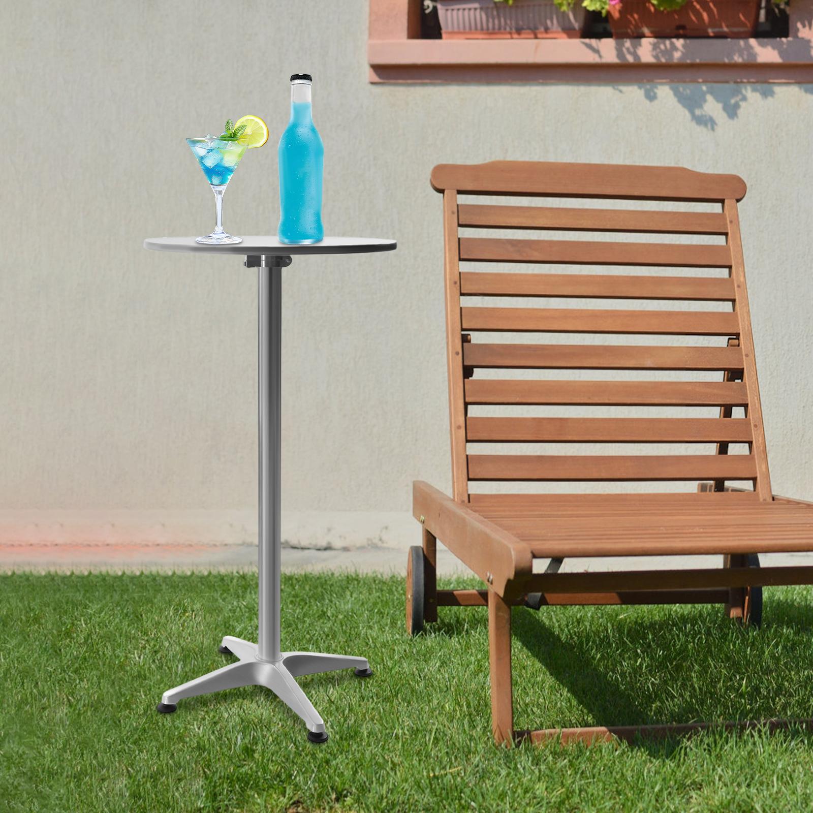 Универсальный уличный барный стол, Круглый алюминиевый стол для помещений и улицы с основанием, Высокий складной обеденный стол для паба, Металлический круглый стол