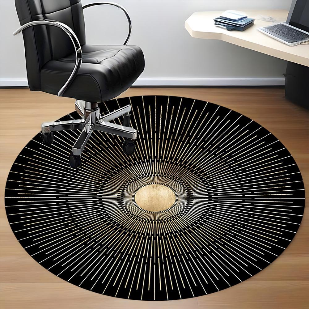 1pc Sunburst Pattern Chair Carpet for Office - Indoor Non-Slip Washable Polyester Fiber Carpet, Soft Comfortable Mat For Office yy250928066