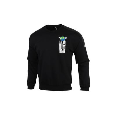 adidas Letter Print Fleece-Lined Casual Pullover Sweatshirt Men Tops Black GF0032
