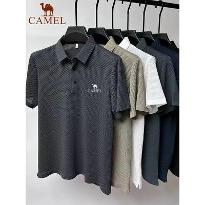 Špičkové vyšívané Ice Silk Elastické Polo tričko Nové letní tričko Móda Prodyšné Business Krátký rukáv Luxusní Top