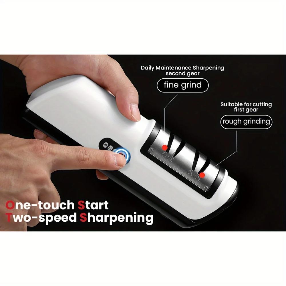 Electric Knife Sharpener, Household Whetstone Knife Sharpener, USB Rechargeable Knife Sharpener with 2-speed Adjustment
