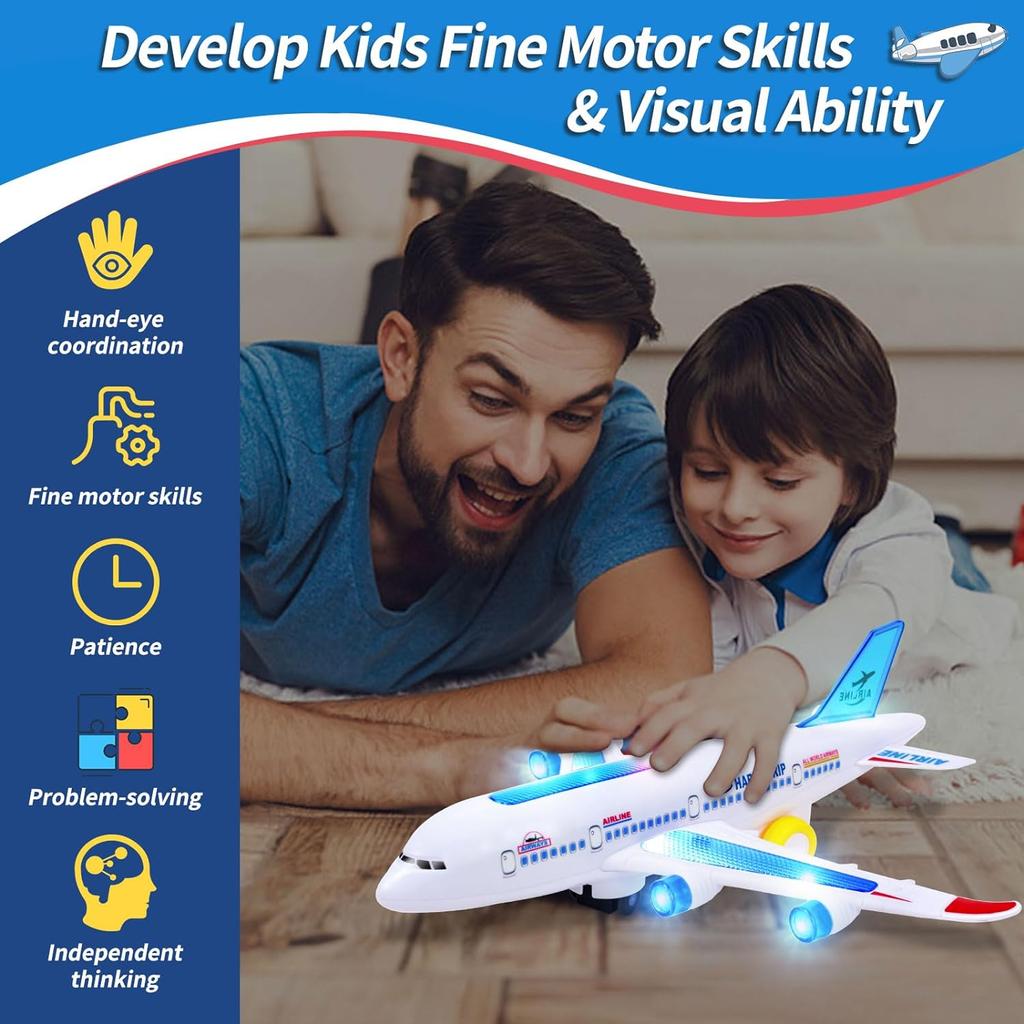 Kids Electronic Aeroplane Plaything With Music Autopilot Rotation Shiny Sound Plane Tank Helicopter Educational Plaything Present For Children