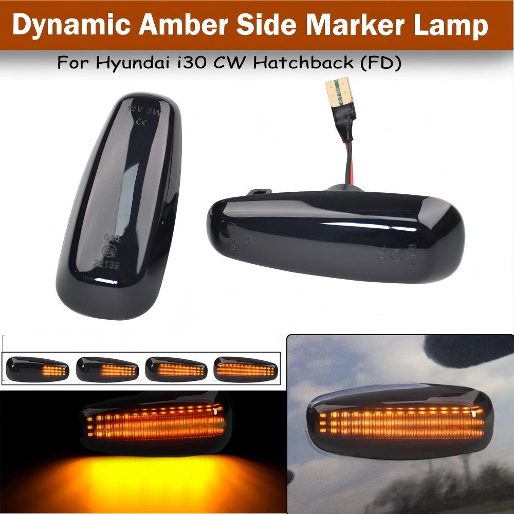 1Pair Dynamic Side Marker Turn Signal Indicator Repeater Light For Kia Pro Ceed Estate Rio III Hyundai Elantra I30 Azera Avante