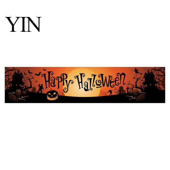 Spooky Backdrop for Home Large Happy Halloween Banner Outside, 70 x 15 Inch Yard Sign Reusable Flag, Welcome Garden Fence Party Decoration Front Porch