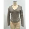 Women S Ribbed Knitted Long Sleeve V Neck Slim Fit Comfortable Sweater