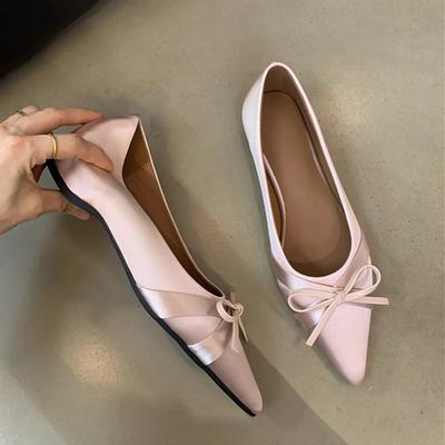 Ballerina Satin Damen Flats Komfort Rutschfest Spitze Damen Slipper Flats Elegant Schleife Damen Einzelschuhe
