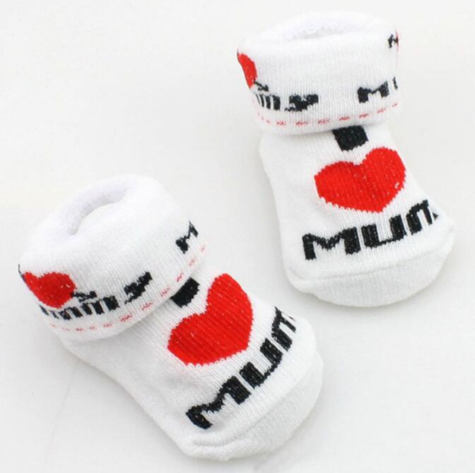 Babysockor Bomull Mini Söta Flickor Pojkar Älskar Pappa Älskar Mamma Nyfödda Barnsockor Småbarn Baby Golv Sängkläder Strumpor Baby Billiga Saker