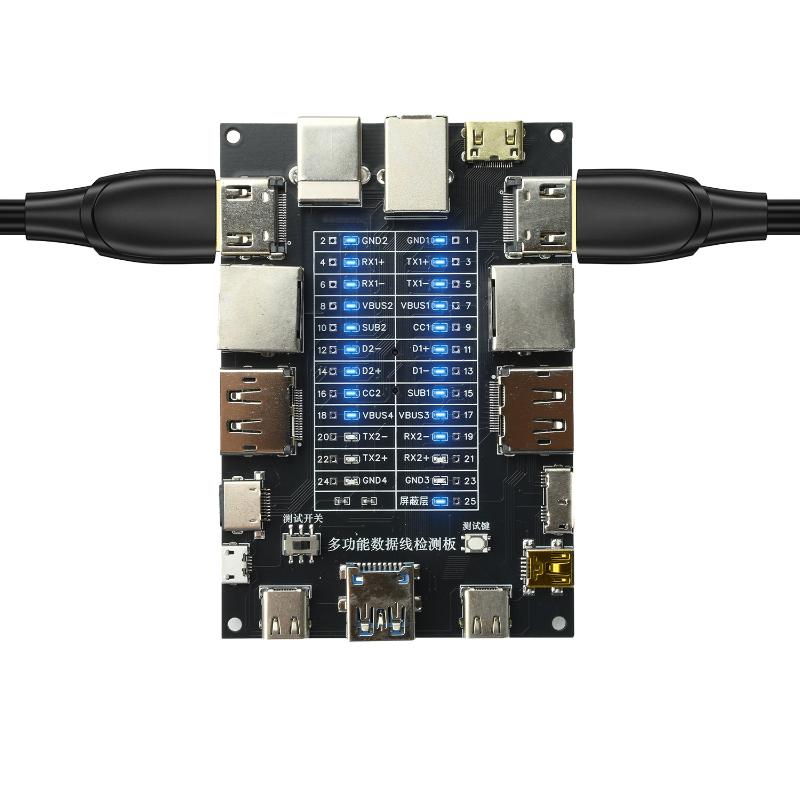 Usb Data Cable Tester Type-C Type-B Micro Short Circuit Switch Test Board Ethernet Line Detection Module Built-In Cr1220 Battery