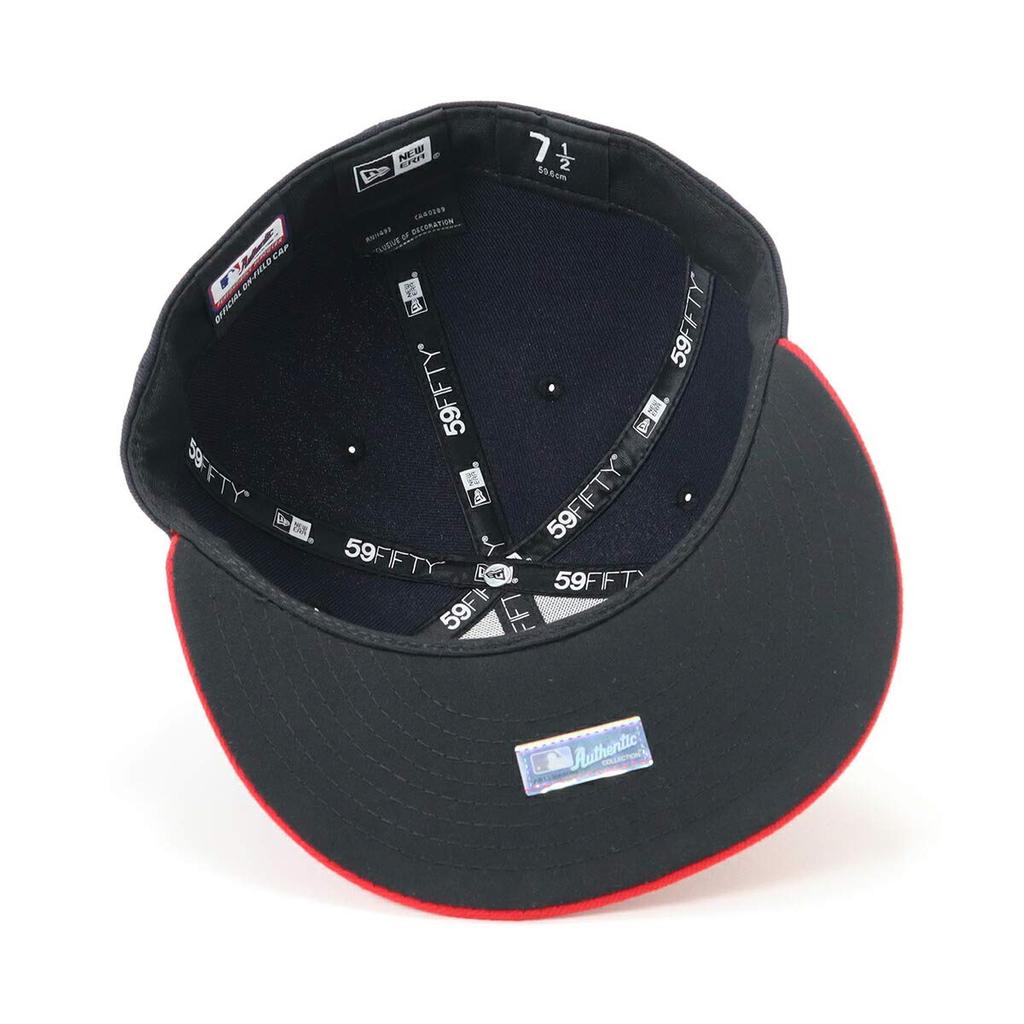 New Era 59FIFTY MLB Atlanta Braves Home Baseball Size On-Field Cap, Navy/Scarlet, 7.3/8 (Japan)