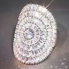 Huitan Luxury  Color Women Rings Shining Big Oval Design For Wedding Party Engagement Fancy Elegant Accessories Jewelry