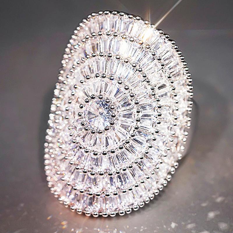Huitan Luxury  Color Women Rings Shining Big Oval Design For Wedding Party Engagement Fancy Elegant Accessories Jewelry