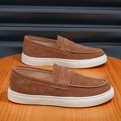 Frühling Sommer Braune Wildleder Loafer Herren Slip On Weiche Mokassins Atmungsaktive Flats Fahrerschuhe Herren Leder Freizeitschuhe Handgemacht