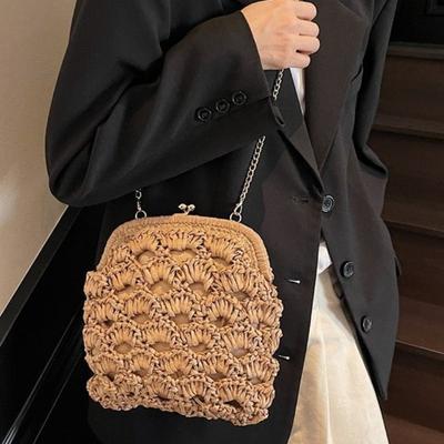Neue, lässige Retro-Handytasche aus gewebtem Stoff, modischer Mini-Strandrucksack aus Baumwolle und Leinen mit Kordelzug
