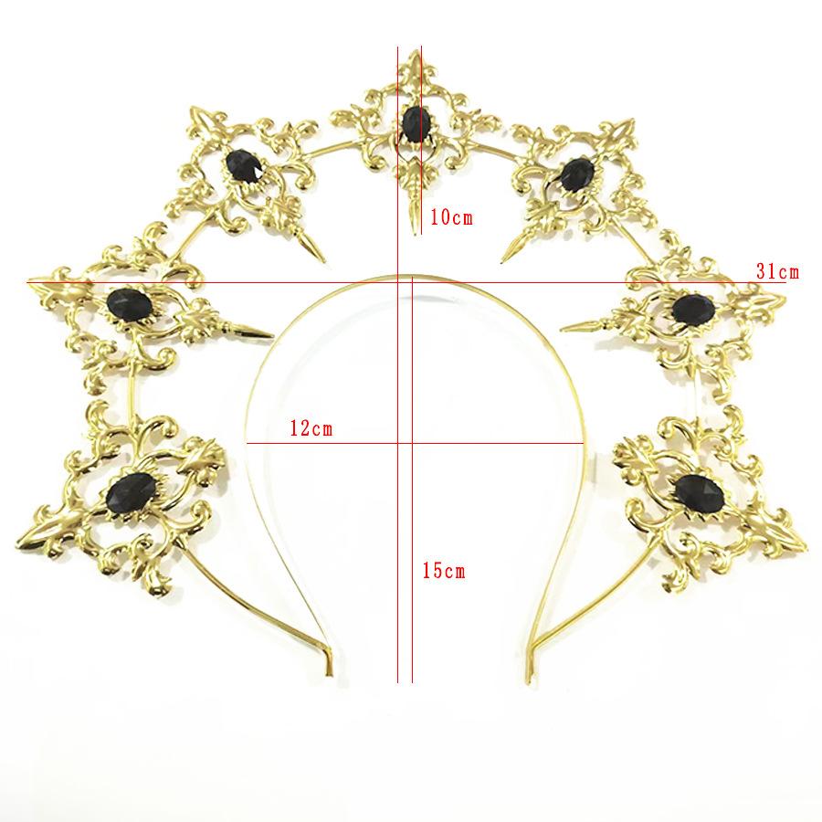 Lolita Hand-made Dark Headdress, Madonna of the Sun Halo, Baroque Crown Ball Performance Props