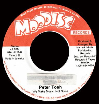 7inch Record PETER TOSH - Well Bred HM1018 Moodisc Records Jamaica Reggae, Ska & Dub Used