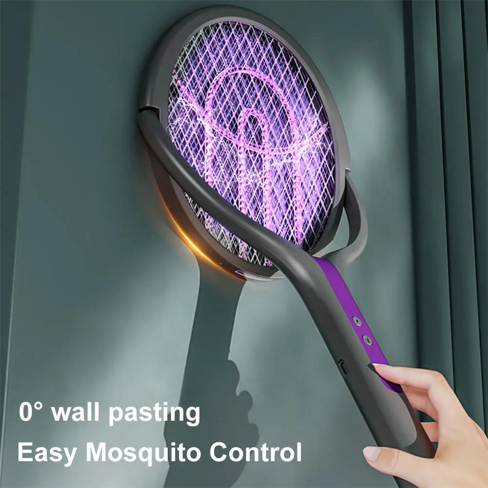 Electric Mosquito Killer Lamp Type-C Charging Foldable Bug Zapper Electric Fly Swatter Anti Mosquito Racket for Indoor Outdoor