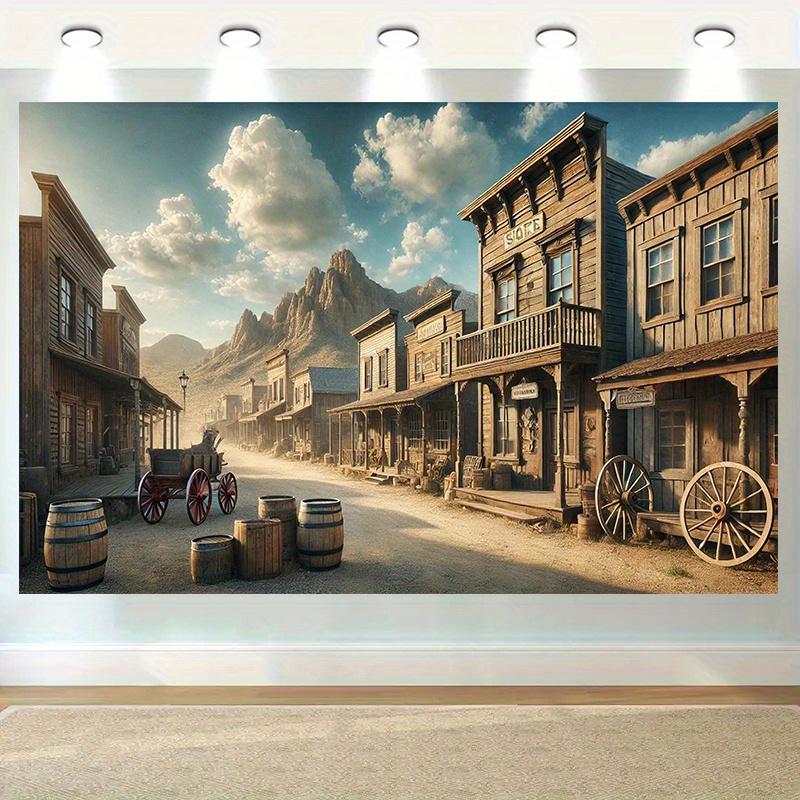 1 Westernstadt-Hintergrundbanner, geeignet für die multifunktionale Dekoration von Partys, Studios und Outdoor-Feiern