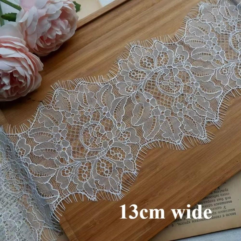 300cm Eyelash Lace Fabric Bearded Edge Handmade Wedding Embroidery Lace Trim Sewing Material Handmade Lace Clothing Decoration