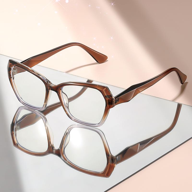 

New cat-eye type light-colored flat light glasses for daily travel shooting decoration and anti-blue light decoration