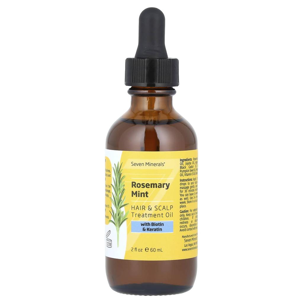Rosemary Mint, Hair and Scalp Treatment Oil, with Biotin and Keratin, 60 Ml (2 Fl Oz)