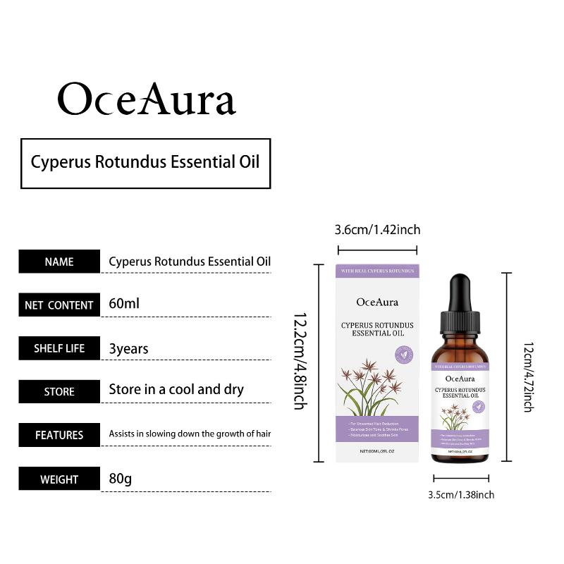 Arm Leg Armpit Hair Growth Inhibitor OceAura Cyperus Rotundus Oil After Shave Slows Regrowth Reduces Melanin For Home Skincare