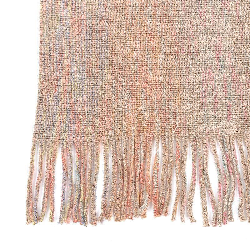 Women Gradient Space‑Dye Tassel Poncho Cape, Polyester Knit Open Front Shawl Wrap, Casual Soft Oversized Shoulder Cover Outerwear