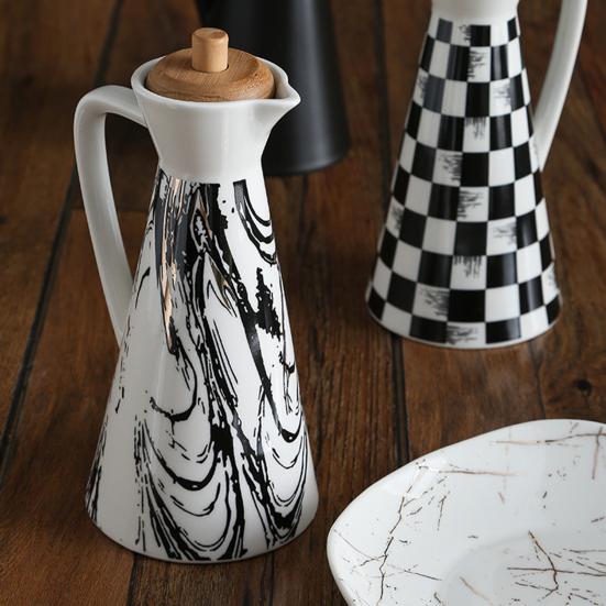 400/800ml Keramická láhev na dávkování oleje Prachotěsný design Ručně vyráběná keramika Nádoba na olej pro vaření v kuchyni Olivový olej Sójová omáčka Ocet Karafy Skladování