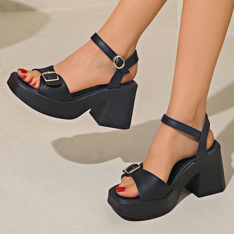 Thick-heeled Roman Sandals for Women Wear 2025 New Summer Fashion Casual Women's Shoes Waterproof Platform Wedge Heels