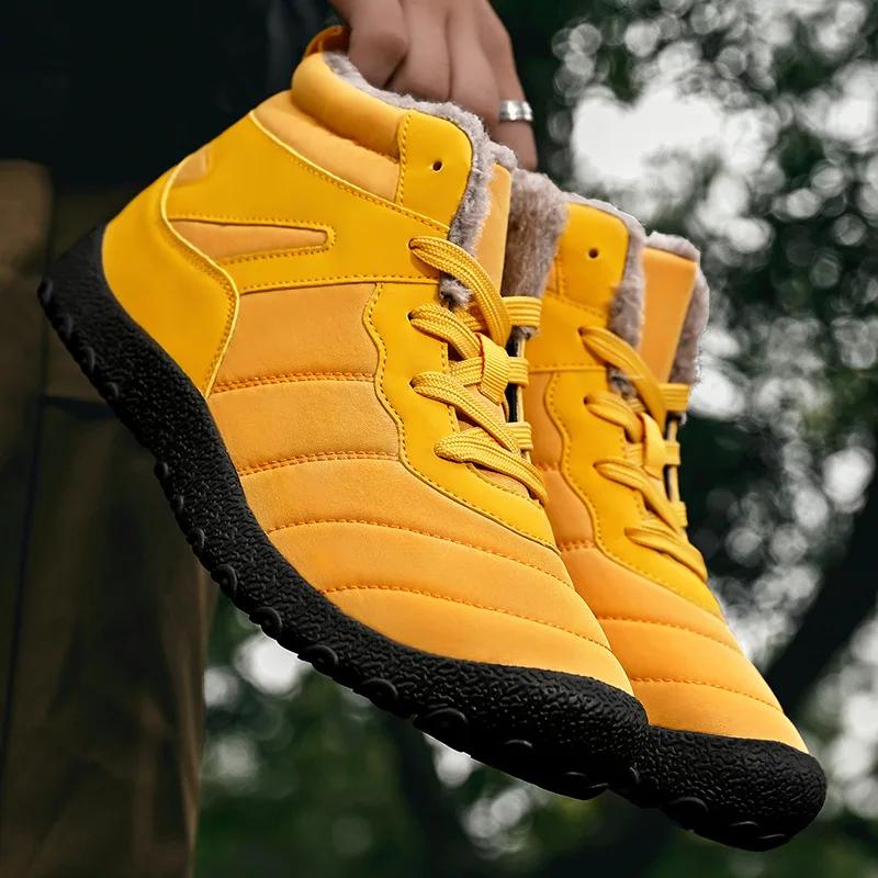 2025Winter Thick Plush Warm Boots for Men Outdoor Breathable Comfy Coze Snow Boots Man Windproof Short Boot Shoes