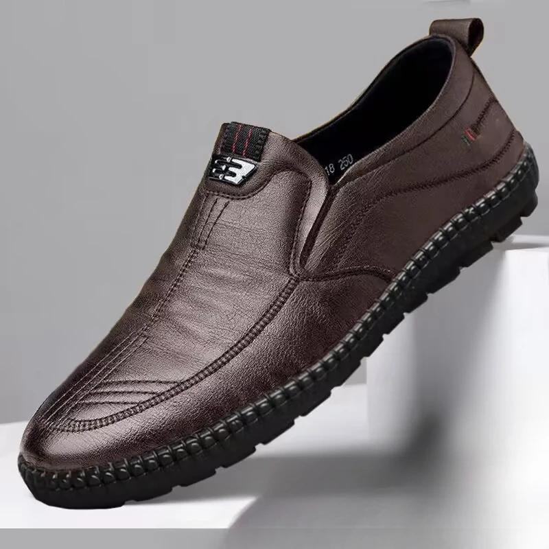 Pánské kožené mokasíny Neklouzavé vycházkové ploché boty prodyšné venkovní slip on ležérní boty pro muže pracovní tenisky do kanceláře
