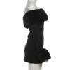 Damen Farbe Block Ein-Schulter Bodycon Kleid Herbst/Winter 2025