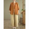 Leinen Stickerei Hemd Damen Locker Mittellang Ärmel Vintage Bohemian Freizeit Bluse