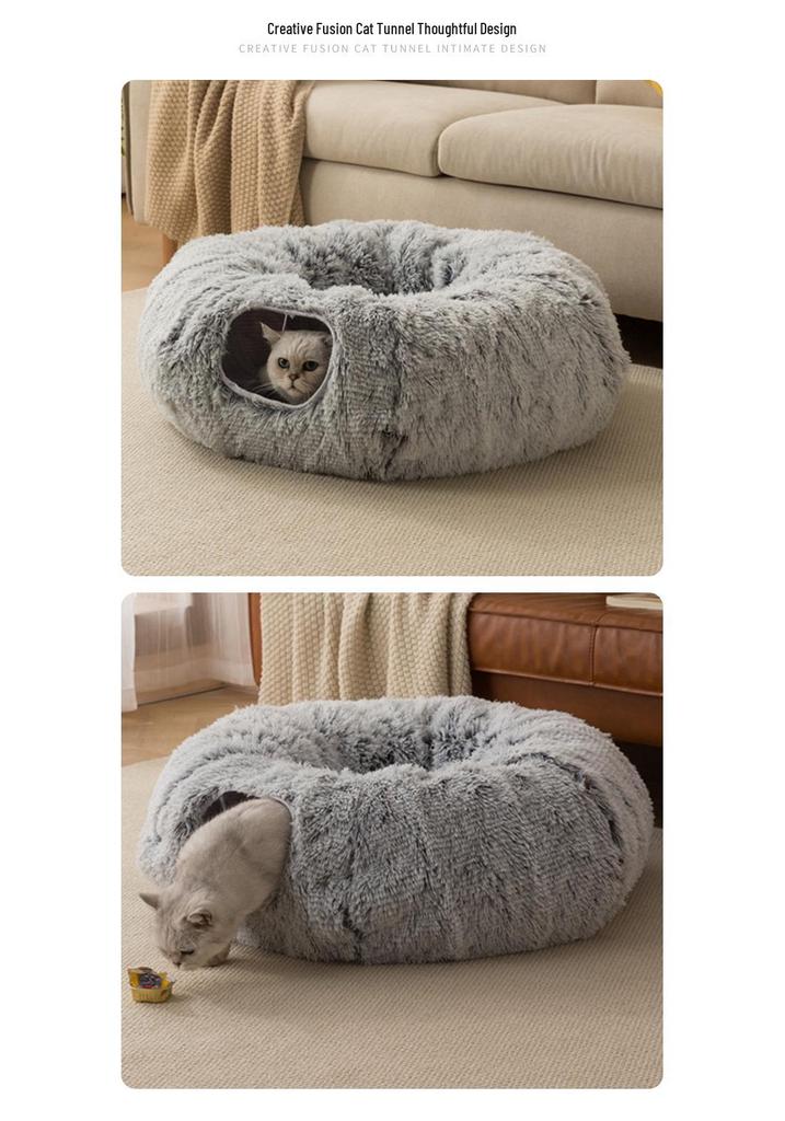 Cama Toca Aconchegante de Pelúcia para Gatos para Todas as Estações - Removível, Espessa e Lavável