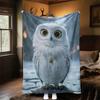 1pc Snowy Owl,winter Forest,large Eyes Outdoor Flannel Throw Blanket All Season Soft Warmth,Home Decor 1031106