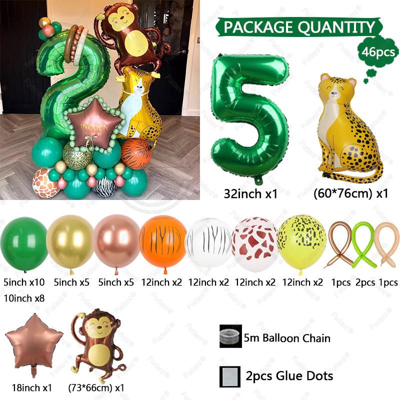 Cartoon Jungle Animal Balloon Set Monkey Leopard Safari Wild Birthday Party Decorat Baby Shower Jungle Party Home Deco Supplies