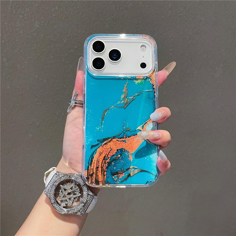 Applicable To Iphone17 Mobile Phone Case Electroplated Marble Apple 17pro Bronzing 17Air Anti-drop Protective Case
